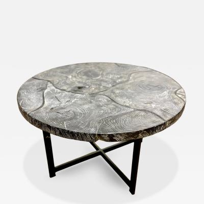 Organic Modern Round Black Coffee Table Special Lacquered Suar Wood IDN 2025