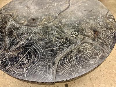 Organic Modern Round Black Coffee Table Special Lacquered Suar Wood IDN 2025