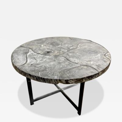 Organic Modern Round Black Coffee Table Special Lacquered Suar Wood IDN 2025