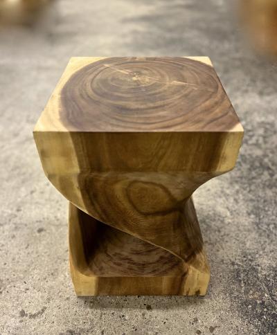 Organic Modern Suar Wood Side Table Stool Handcarved IDN 2023