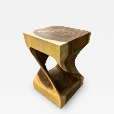 Organic Modern Suar Wood Side Table Stool Handcarved IDN 2023