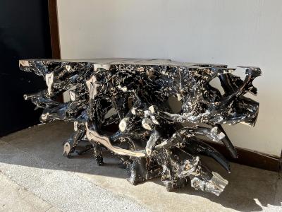 Organic Modern Teak Root Sideboard Console Table Handpainted by Artist 2023