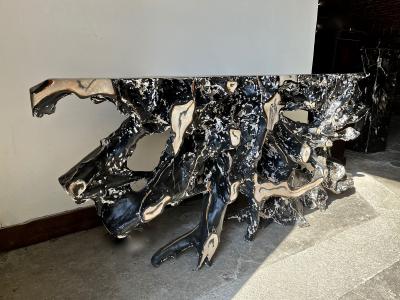 Organic Modern Teak Root Sideboard Console Table Handpainted by Artist 2023