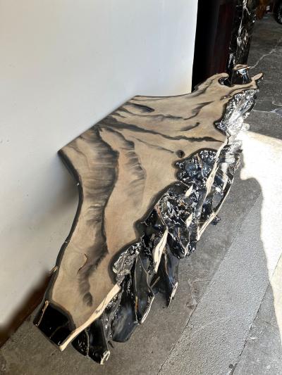 Organic Modern Teak Root Sideboard Console Table Handpainted by Artist 2023