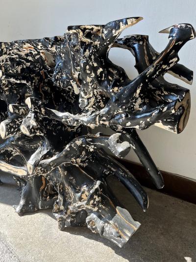 Organic Modern Teak Root Sideboard Console Table Handpainted by Artist 2023