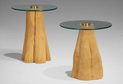 Organic Post modern Wooden Steven Chase Side Tables Pair