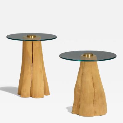 Organic Post modern Wooden Steven Chase Side Tables Pair