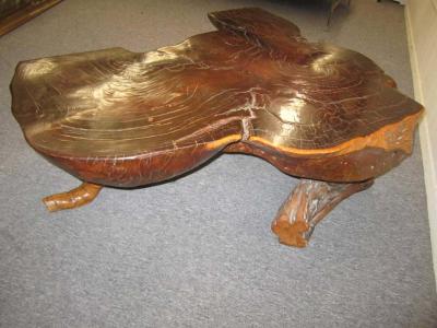 Organic Redwood Free Edge Coffee Table Mid century Modern