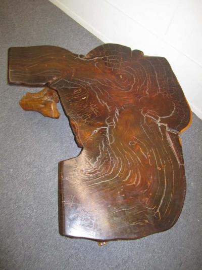 Organic Redwood Free Edge Coffee Table Mid century Modern