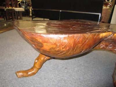 Organic Redwood Free Edge Coffee Table Mid century Modern