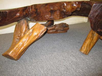 Organic Redwood Free Edge Coffee Table Mid century Modern