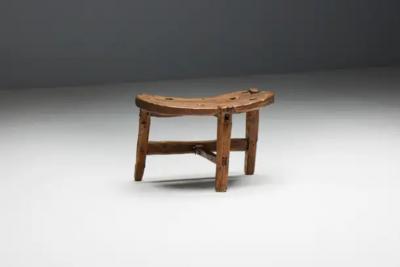 Organic Tripod Bench in Solid Wood France 19th Century