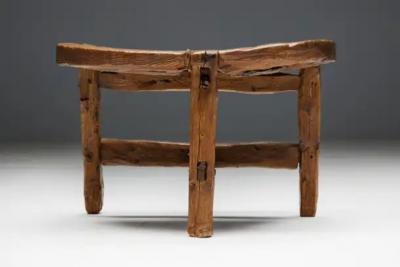 Organic Tripod Bench in Solid Wood France 19th Century