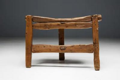 Organic Tripod Bench in Solid Wood France 19th Century