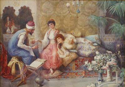 Orientalist Painting of Three Figures