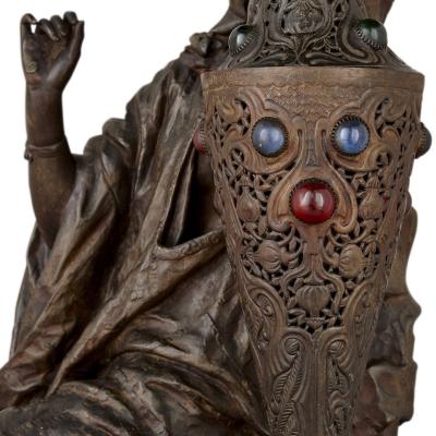 Orientalist spelter lamp with female figure