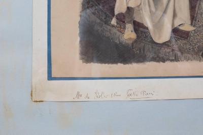 Orientalist watercolor of young African boy