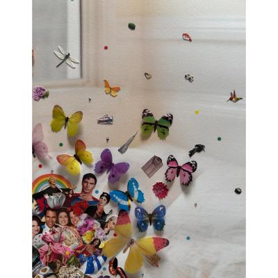 Orig Javiera Estrada Mixed Media Art Entitled Stream of Consciousness W Superman