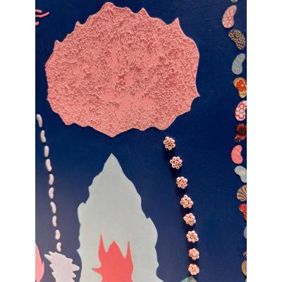 Orig Nancy Goodman Acrylic Collage Painting I m Not Really a Pink Person