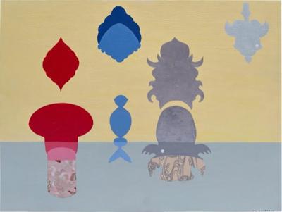 Orig Nancy Goodman Lawrence Acrylic Collage Painting Getting There