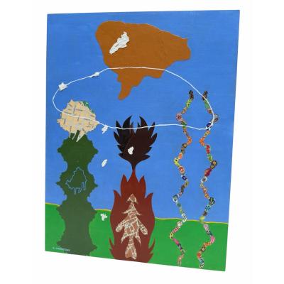 Orig Nancy Goodman Lawrence Acrylic Collage Painting Mutation