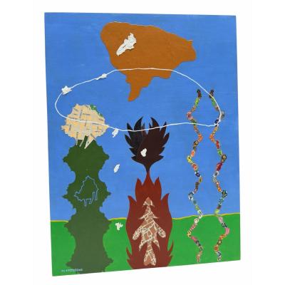 Orig Nancy Goodman Lawrence Acrylic Collage Painting Mutation