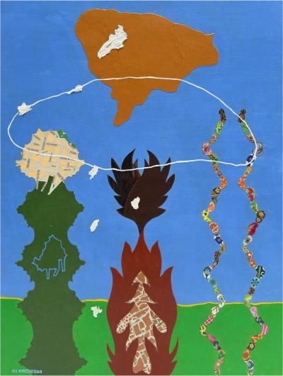 Orig Nancy Goodman Lawrence Acrylic Collage Painting Mutation