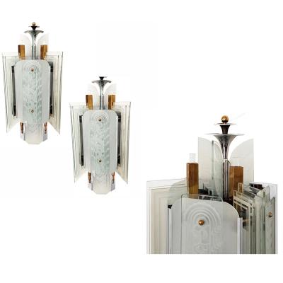 Original 1931 Art Deco Pair of Wall Sconces from The Wiltern Theater