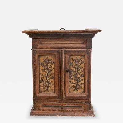 Original 19th Century Painted Wall Cabinet with Two Doors and One Drawer