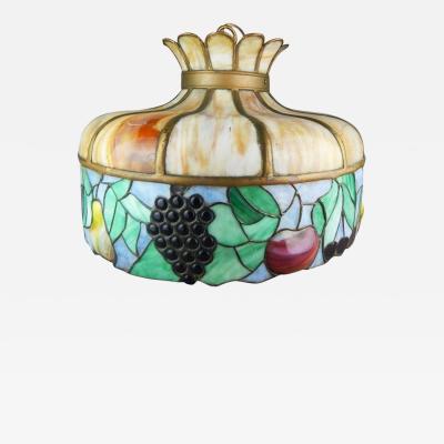 Original Antique Art Nouveau Leaded Hanging Lamp Circa 1920