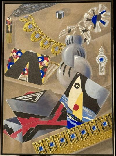 Original Art Deco Design Illustrations Set of Three Framed