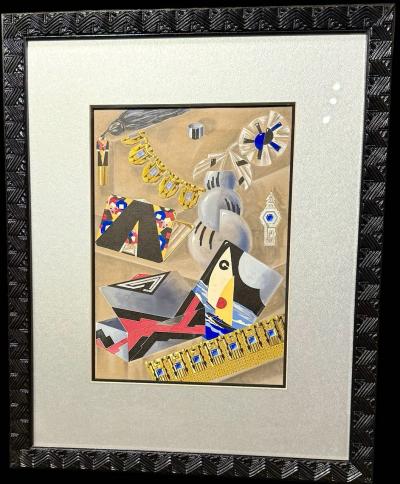 Original Art Deco Design Illustrations Set of Three Framed