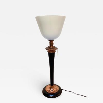 Original Art Deco Mazda Table Lamp Copper and Rosewood France circa 1930