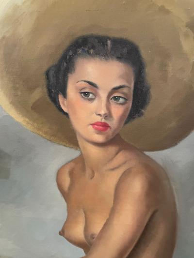 Original Art Deco Oil on Canvas South American Se orita
