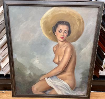 Original Art Deco Oil on Canvas South American Se orita