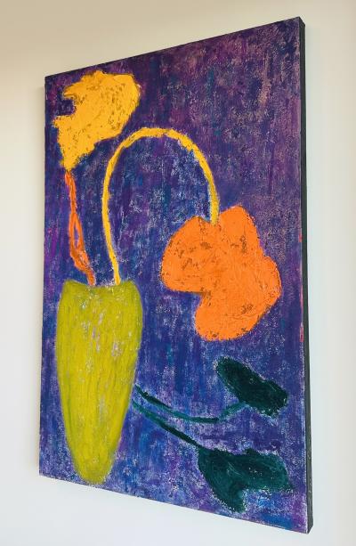 Original Big Flowers Oil on Canvas by Sharon Cannon Los Angeles Artist