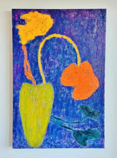 Original Big Flowers Oil on Canvas by Sharon Cannon Los Angeles Artist