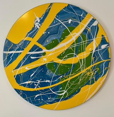 Original Dave Wilcox Modernist Round Oil Painting Listed California Artist