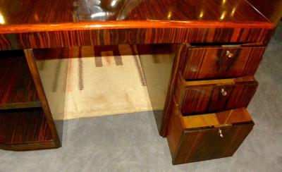 Original French Macassar Art Deco Partners Desk
