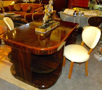 Original French Macassar Art Deco Partners Desk
