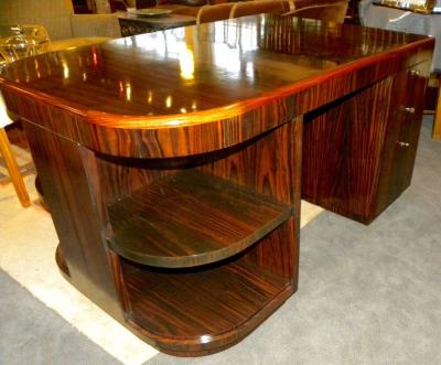 Original French Macassar Art Deco Partners Desk