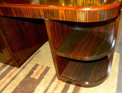 Original French Macassar Art Deco Partners Desk