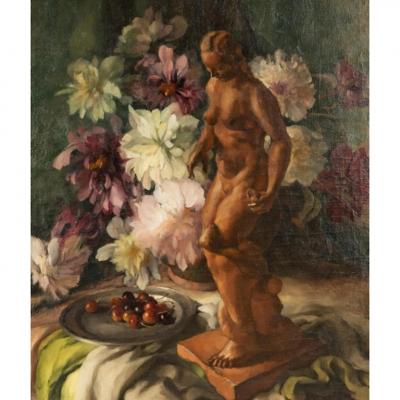 Original German School Still Life Oil Painting