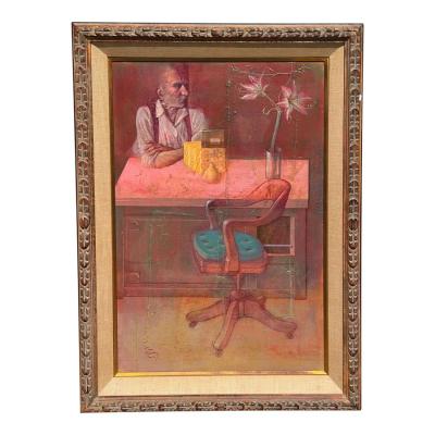 Original Jean Charles Bouloc Mix Media Oil Painting on Canvas