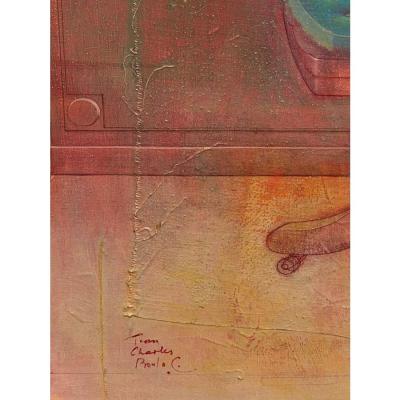 Original Jean Charles Bouloc Mix Media Oil Painting on Canvas