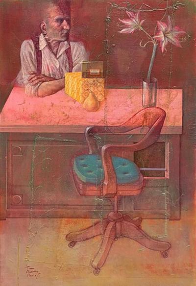 Original Jean Charles Bouloc Mix Media Oil Painting on Canvas