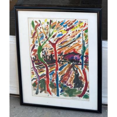 Original John Kalamaras Colorful Watercolor Landscape Painting