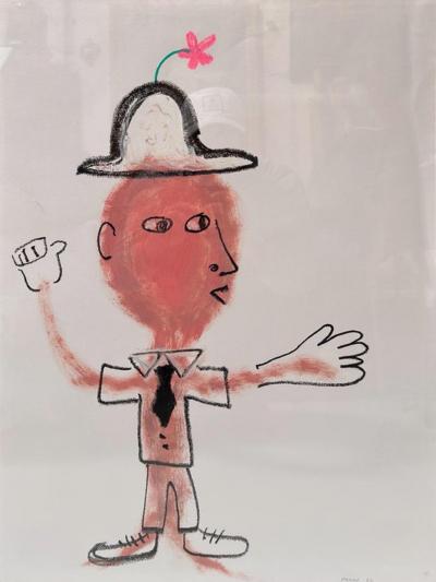 Original Makan Negahban Painting on Paper in Lucite Frame