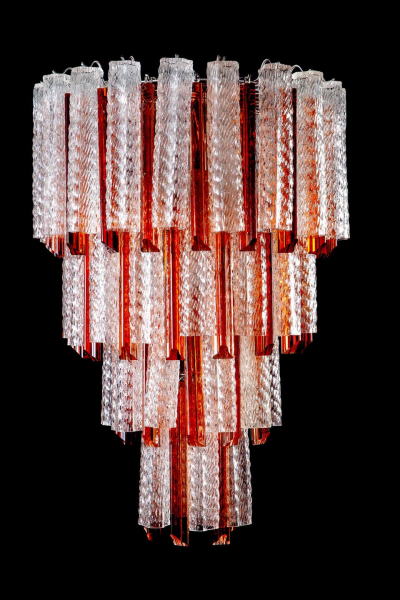 Original Midcentury Murano Glass Tronchi Four Tier Chandelier 1960