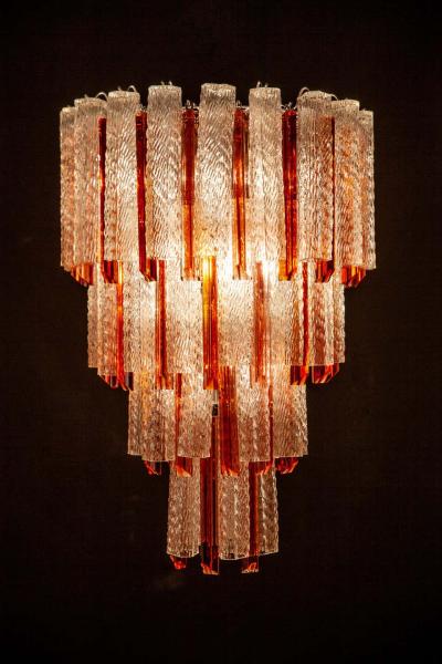 Original Midcentury Murano Glass Tronchi Four Tier Chandelier 1960